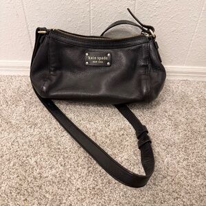 kate spade Black Pebbled Leather Crossbody with Gold Hardware